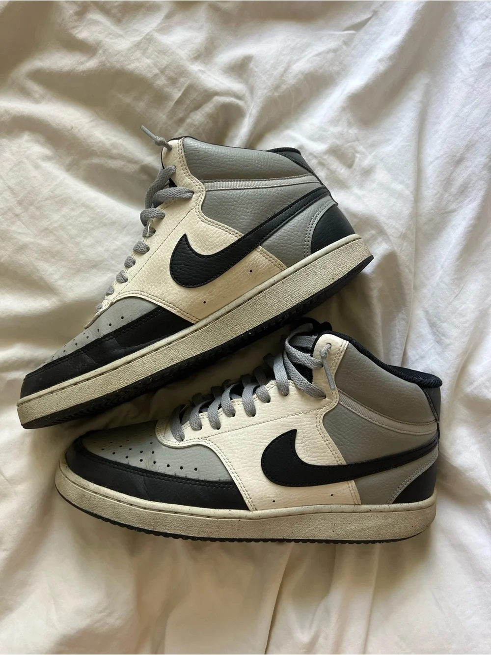 Nike Court Vision Men's Mid-Top Sneakers in Gray/Black/White